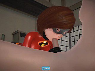 (3D Porn)(The Incredibles) Elastigirl - Helen Parr blowjob and handjob