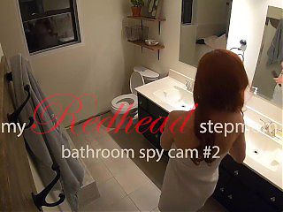 Real spy cam bathroom, my sexy redhead stepmom caught peeing after shower